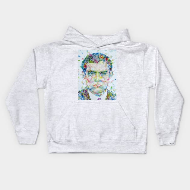 ERNEST HEMINGWAY  - watercolor portrait .7 Kids Hoodie by lautir